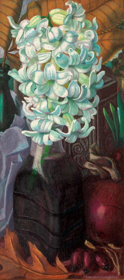 Ölbild: Stillleben mit weißer Hyazinthe (2020)